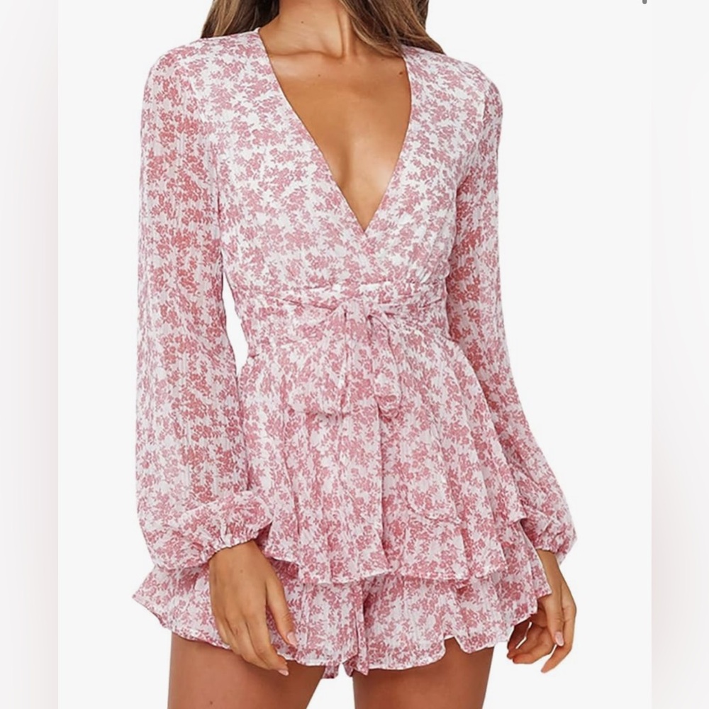 Floral Pink Long Sleeve Dress- Size Small